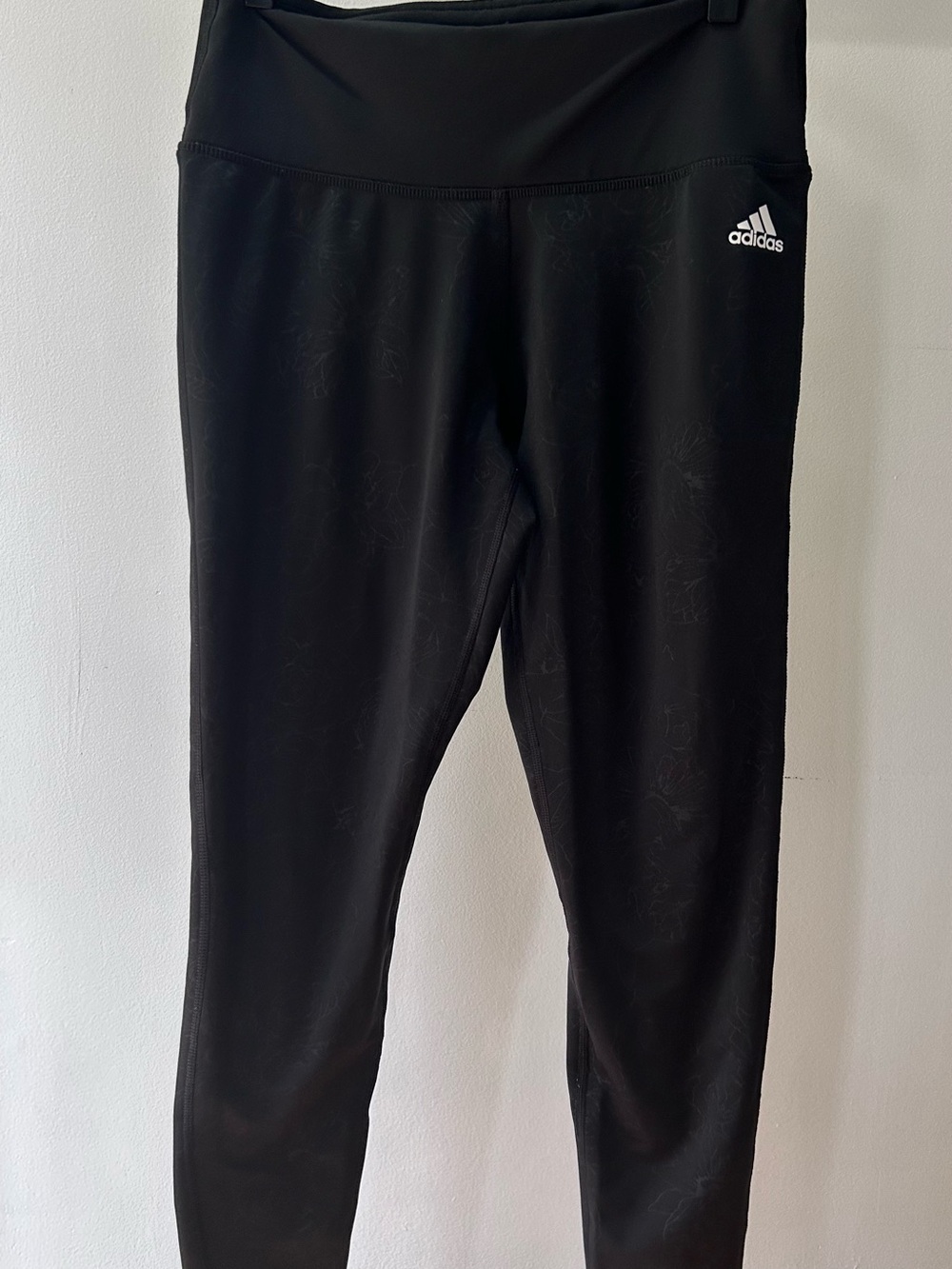 Adidas Black Floral Rose Print High Waisted Leggings Size M